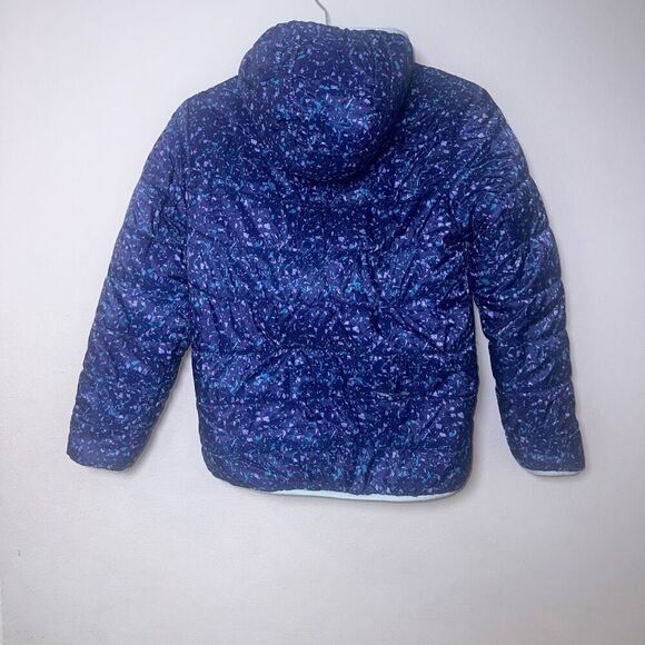 Eddie Bauer Reversible Teddy Fleece Puffer  Nylon Zip-Up Hooded Jacket - Picture 5 of 6